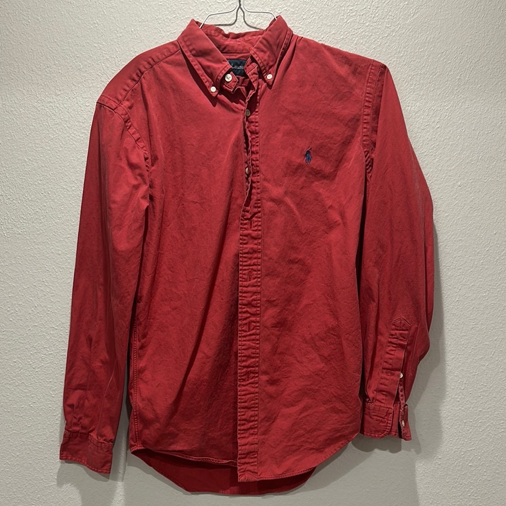 Ralph Lauren Red Casual Button Down Shirt Classic Fit